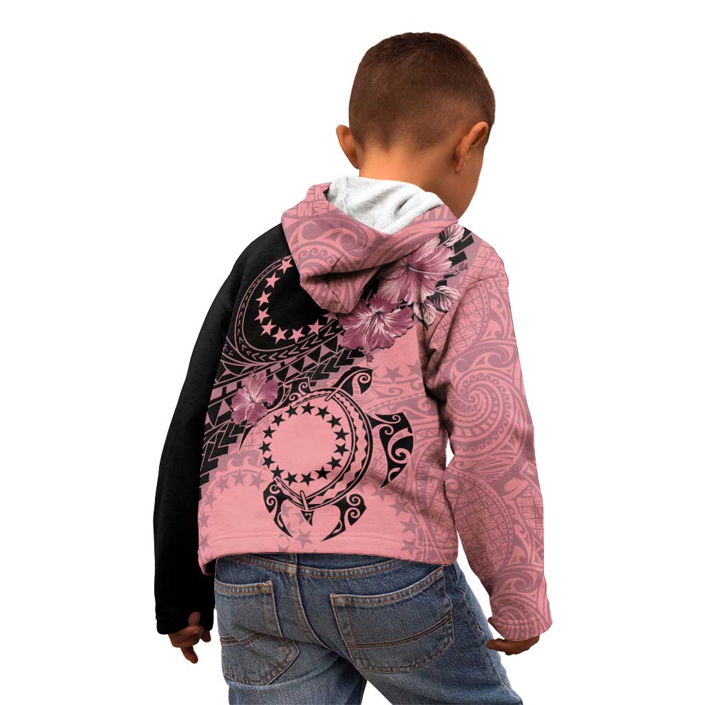 Cook Islands Turtle Kid Hoodie Stars and Hibiscus - Pink LT01 - Polynesian Pride