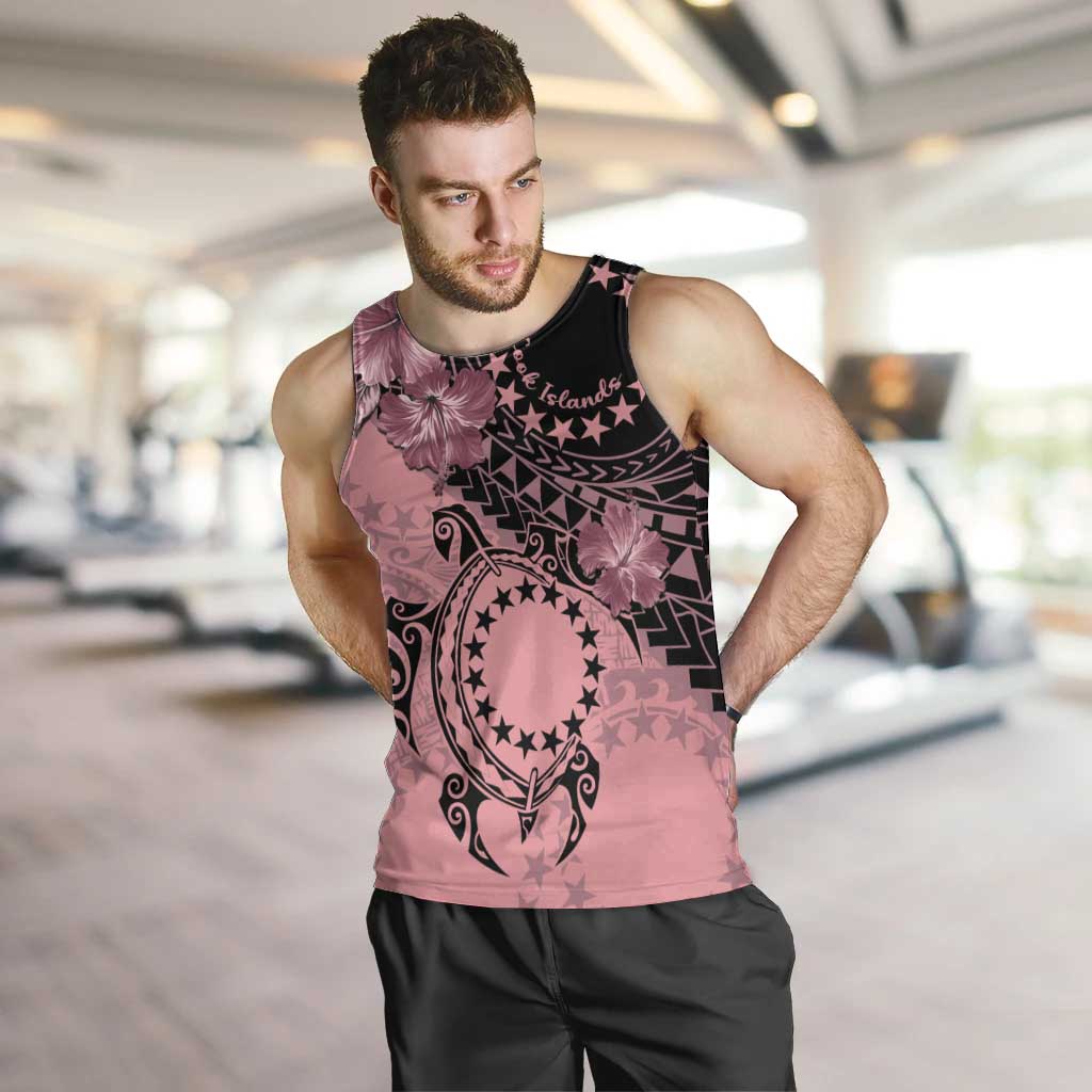 Cook Islands Turtle Men Tank Top Stars and Hibiscus - Pink LT01 Pink - Polynesian Pride