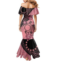 Cook Islands Turtle Mermaid Dress Stars and Hibiscus - Pink LT01 - Polynesian Pride