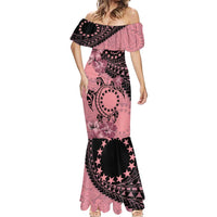 Cook Islands Turtle Mermaid Dress Stars and Hibiscus - Pink LT01 - Polynesian Pride