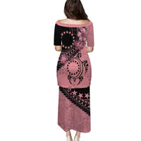 Cook Islands Turtle Puletasi Stars and Hibiscus - Pink LT01 - Polynesian Pride