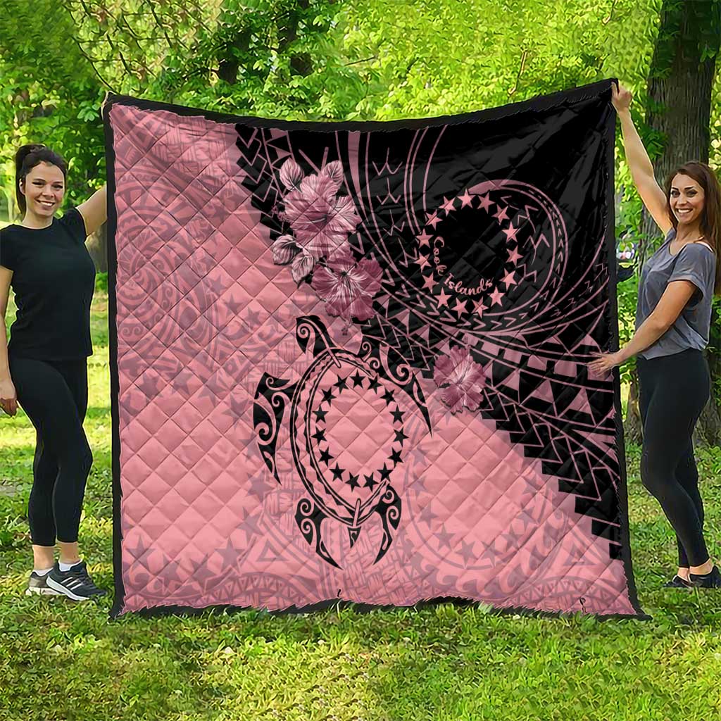 Cook Islands Turtle Quilt Stars and Hibiscus - Pink LT01 - Polynesian Pride