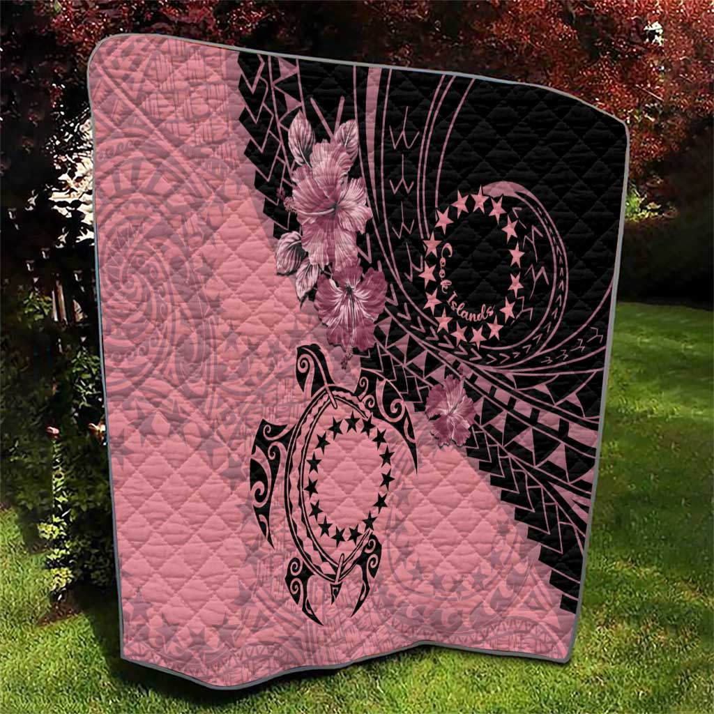 Cook Islands Turtle Quilt Stars and Hibiscus - Pink LT01 - Polynesian Pride