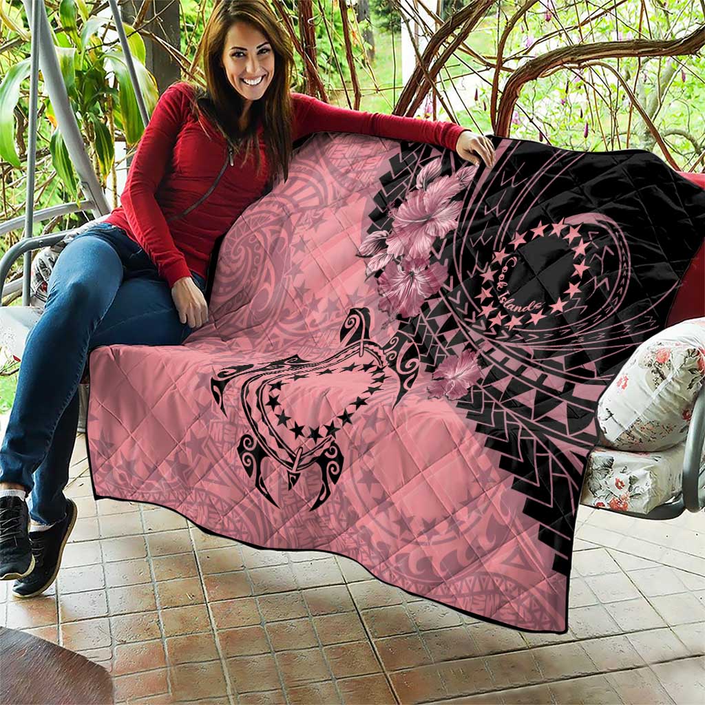 Cook Islands Turtle Quilt Stars and Hibiscus - Pink LT01 - Polynesian Pride