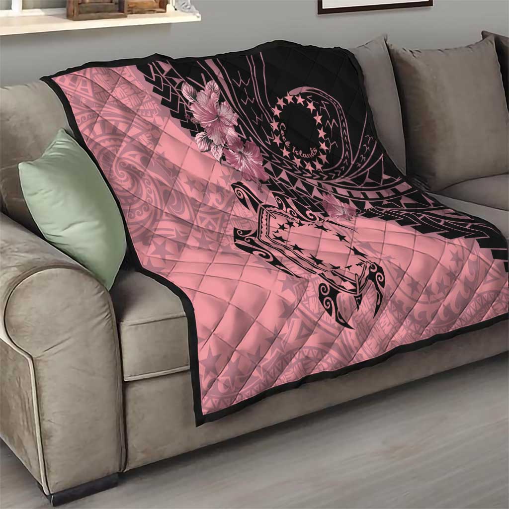 Cook Islands Turtle Quilt Stars and Hibiscus - Pink LT01 - Polynesian Pride