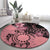 Cook Islands Turtle Round Carpet Stars and Hibiscus - Pink