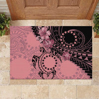Cook Islands Turtle Rubber Doormat Stars and Hibiscus - Pink LT01 Pink - Polynesian Pride