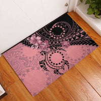 Cook Islands Turtle Rubber Doormat Stars and Hibiscus - Pink LT01 - Polynesian Pride