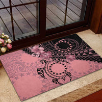 Cook Islands Turtle Rubber Doormat Stars and Hibiscus - Pink LT01 - Polynesian Pride