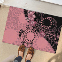 Cook Islands Turtle Rubber Doormat Stars and Hibiscus - Pink LT01 - Polynesian Pride