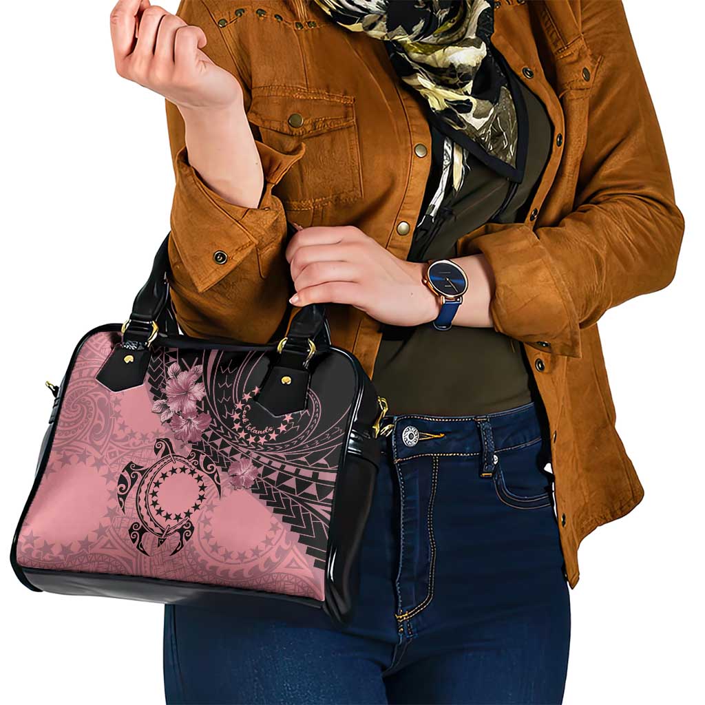 Cook Islands Turtle Shoulder Handbag Stars and Hibiscus - Pink LT01 - Polynesian Pride