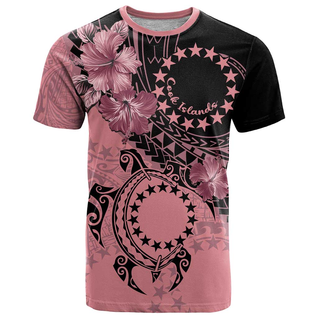 Cook Islands Turtle T Shirt Stars and Hibiscus - Pink LT01 Pink - Polynesian Pride