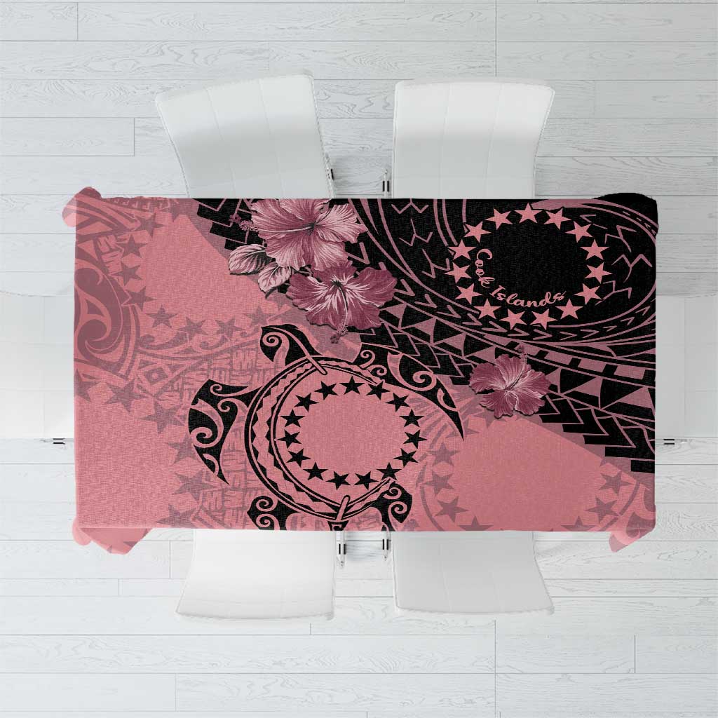 Cook Islands Turtle Tablecloth Stars and Hibiscus - Pink LT01 Pink - Polynesian Pride