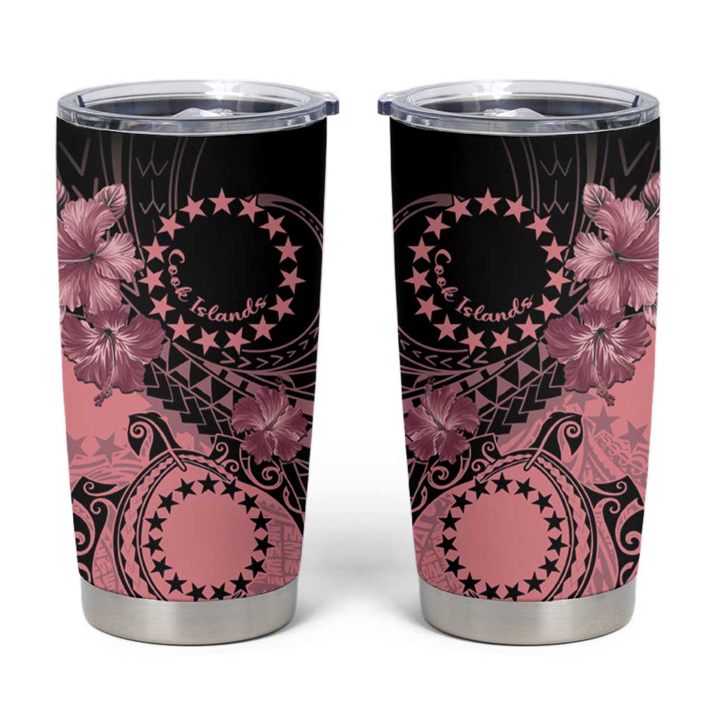 Cook Islands Turtle Tumbler Cup Stars and Hibiscus - Pink LT01 Pink - Polynesian Pride