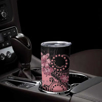 Cook Islands Turtle Tumbler Cup Stars and Hibiscus - Pink LT01 - Polynesian Pride