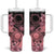 Cook Islands Turtle Tumbler With Handle Stars and Hibiscus - Pink