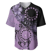 Cook Islands Turtle Baseball Jersey Stars and Hibiscus - Purple LT01 Purple - Polynesian Pride