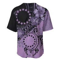 Cook Islands Turtle Baseball Jersey Stars and Hibiscus - Purple LT01 - Polynesian Pride