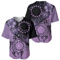 Cook Islands Turtle Baseball Jersey Stars and Hibiscus - Purple LT01 - Polynesian Pride