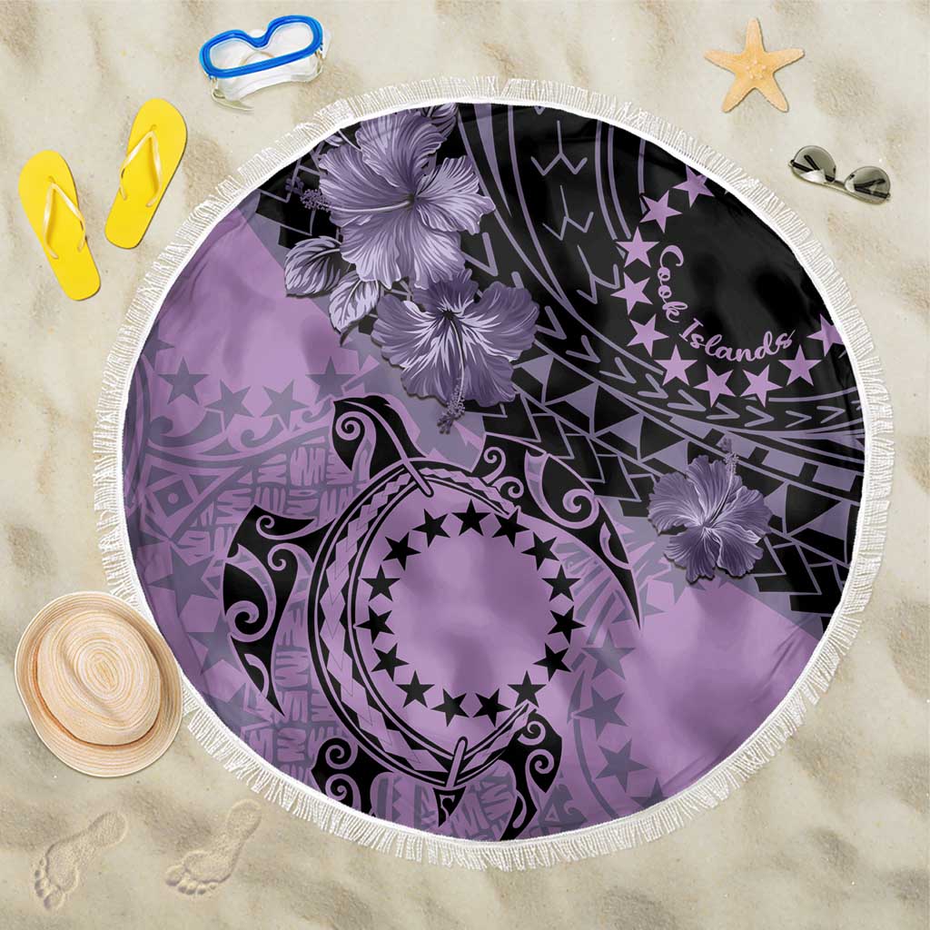 Cook Islands Turtle Beach Blanket Stars and Hibiscus - Purple LT01 One Size 150cm Purple - Polynesian Pride