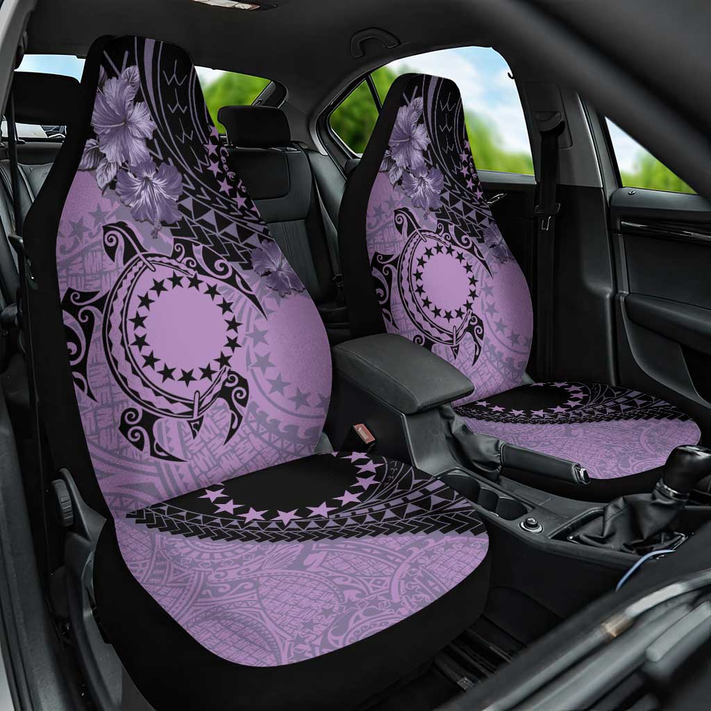 Cook Islands Turtle Car Seat Cover Stars and Hibiscus - Purple LT01 One Size Purple - Polynesian Pride