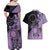 Cook Islands Turtle Couples Matching Off Shoulder Maxi Dress and Hawaiian Shirt Stars and Hibiscus - Purple