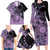 Cook Islands Turtle Family Matching Long Sleeve Bodycon Dress and Hawaiian Shirt Stars and Hibiscus - Purple