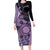 Cook Islands Turtle Family Matching Long Sleeve Bodycon Dress and Hawaiian Shirt Stars and Hibiscus - Purple