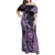 Cook Islands Turtle Family Matching Off Shoulder Maxi Dress and Hawaiian Shirt Stars and Hibiscus - Purple