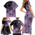 Cook Islands Turtle Family Matching Short Sleeve Bodycon Dress and Hawaiian Shirt Stars and Hibiscus - Purple