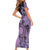 Cook Islands Turtle Family Matching Short Sleeve Bodycon Dress and Hawaiian Shirt Stars and Hibiscus - Purple