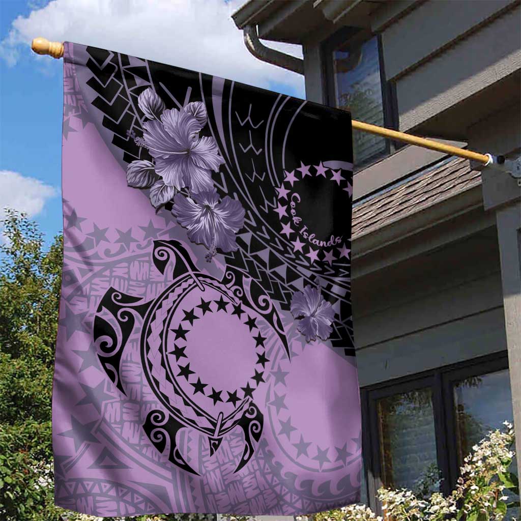 Cook Islands Turtle Garden Flag Stars and Hibiscus - Purple LT01 - Polynesian Pride
