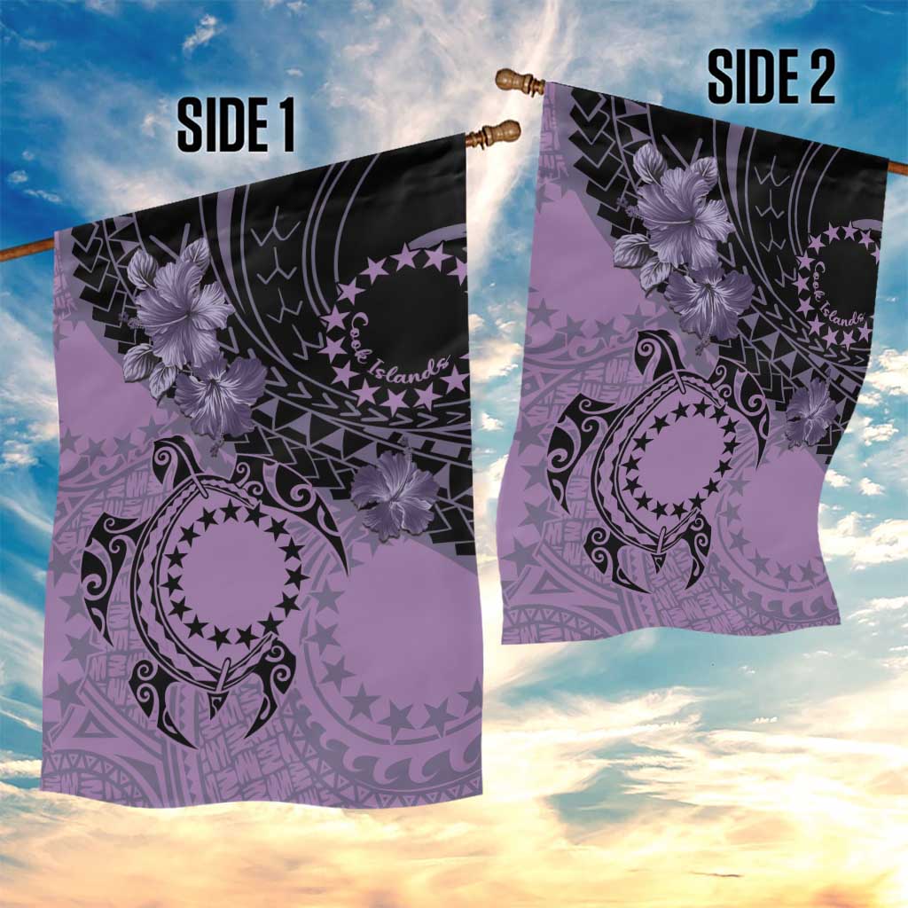 Cook Islands Turtle Garden Flag Stars and Hibiscus - Purple LT01 - Polynesian Pride