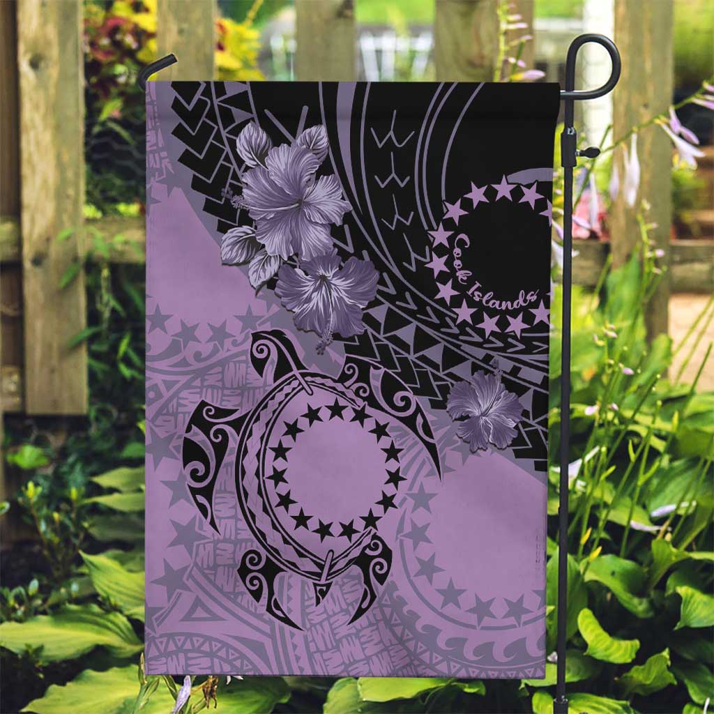 Cook Islands Turtle Garden Flag Stars and Hibiscus - Purple LT01 Garden Flag Purple - Polynesian Pride
