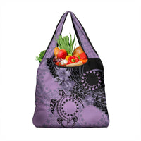 Cook Islands Turtle Grocery Bag Stars and Hibiscus - Purple LT01 1-pack One Size Purple - Polynesian Pride