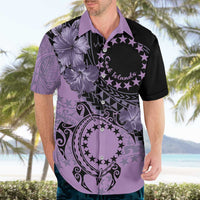 Cook Islands Turtle Hawaiian Shirt Stars and Hibiscus - Purple LT01 - Polynesian Pride