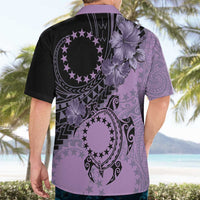 Cook Islands Turtle Hawaiian Shirt Stars and Hibiscus - Purple LT01 - Polynesian Pride