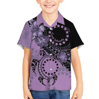 Cook Islands Turtle Hawaiian Shirt Stars and Hibiscus - Purple LT01 - Polynesian Pride