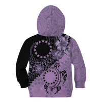 Cook Islands Turtle Kid Hoodie Stars and Hibiscus - Purple LT01 - Polynesian Pride