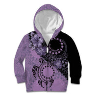 Cook Islands Turtle Kid Hoodie Stars and Hibiscus - Purple LT01 Zip Hoodie Purple - Polynesian Pride