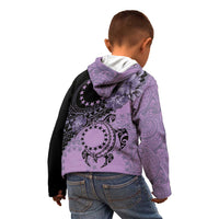 Cook Islands Turtle Kid Hoodie Stars and Hibiscus - Purple LT01 - Polynesian Pride
