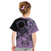 Cook Islands Turtle Kid T Shirt Stars and Hibiscus - Purple LT01 - Polynesian Pride