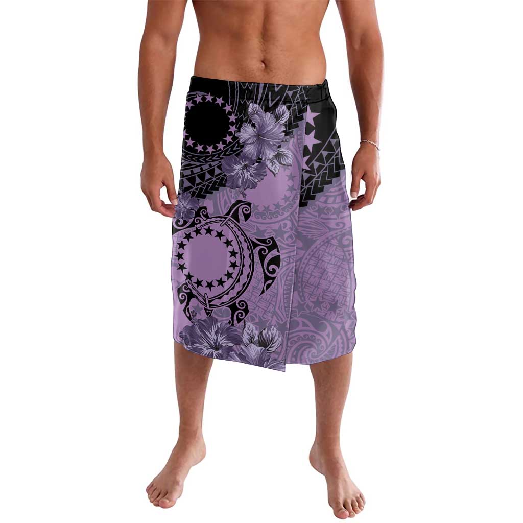 Cook Islands Turtle Lavalava Stars and Hibiscus - Purple