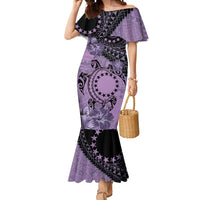 Cook Islands Turtle Mermaid Dress Stars and Hibiscus - Purple LT01 Women Purple - Polynesian Pride