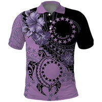Cook Islands Turtle Polo Shirt Stars and Hibiscus - Purple LT01 Purple - Polynesian Pride