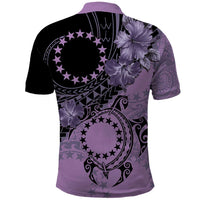 Cook Islands Turtle Polo Shirt Stars and Hibiscus - Purple LT01 - Polynesian Pride