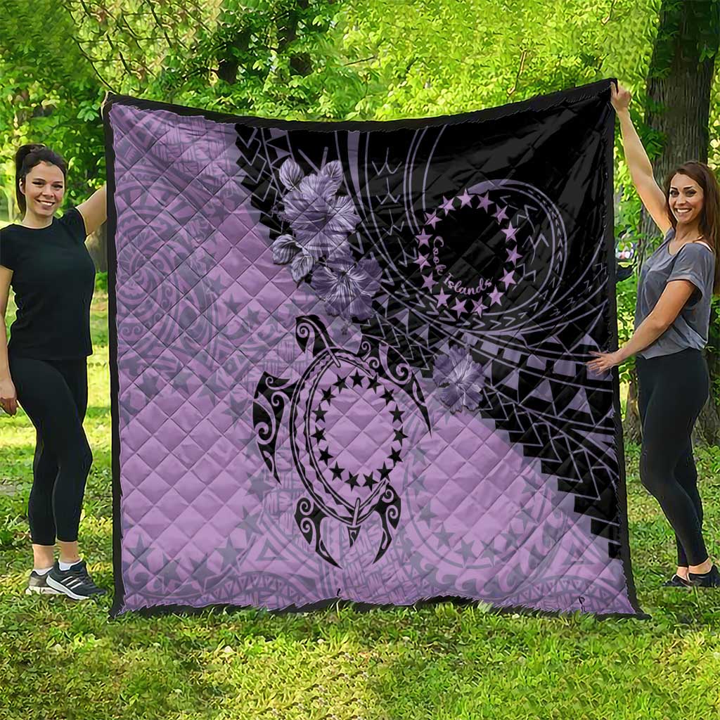 Cook Islands Turtle Quilt Stars and Hibiscus - Purple LT01 - Polynesian Pride