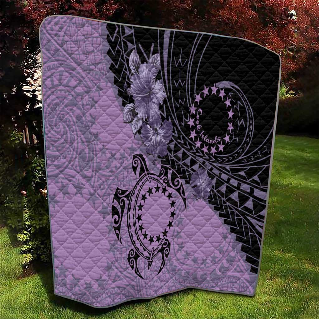 Cook Islands Turtle Quilt Stars and Hibiscus - Purple LT01 - Polynesian Pride