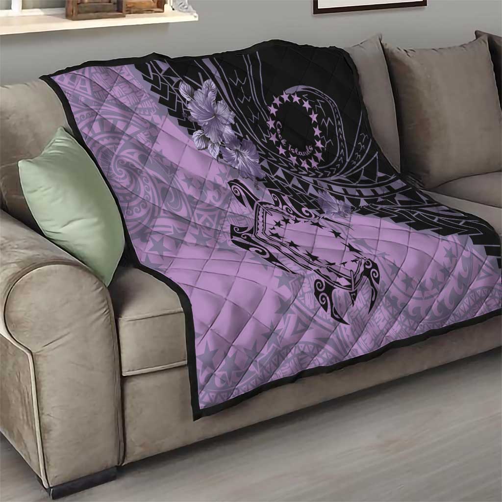 Cook Islands Turtle Quilt Stars and Hibiscus - Purple LT01 - Polynesian Pride