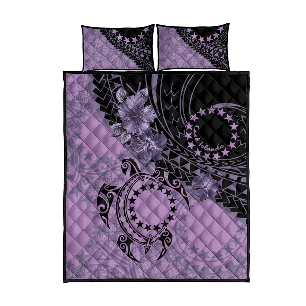 Cook Islands Turtle Quilt Bed Set Stars and Hibiscus - Purple LT01 - Polynesian Pride